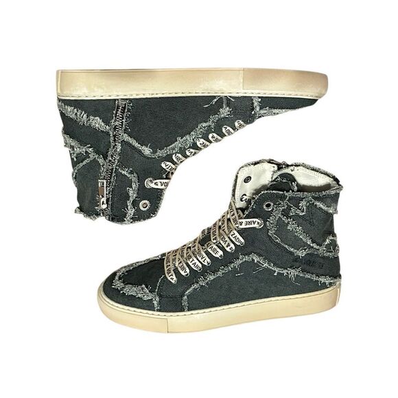 Zadig and Voltaire High Flash Canvas Boomerang Black High Top Sneakers| Size 9 - Picture 7 of 12